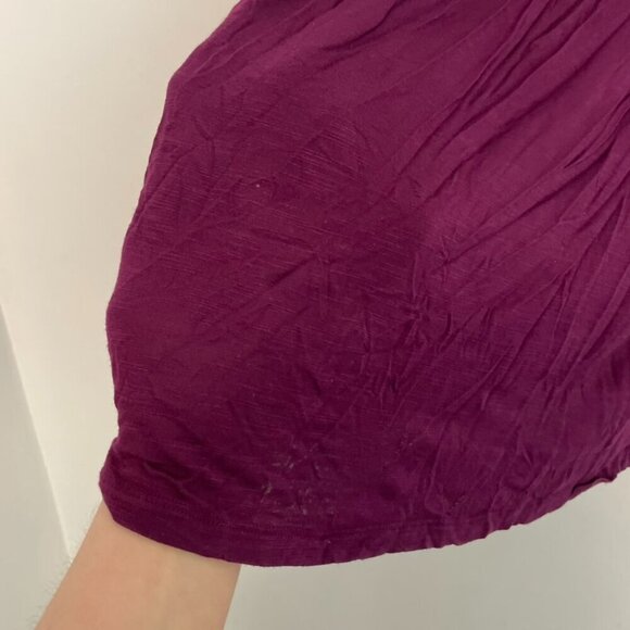 ST. JOHN'S BAY Plum Purple Geo Geometric Crochet Trim Boho Short Sleeve Blouse L - Picture 6 of 10